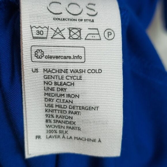 COS Oversized Lagenlook Blue Silk Mix Media Midi Dress Sz XS - Picture 8 of 11